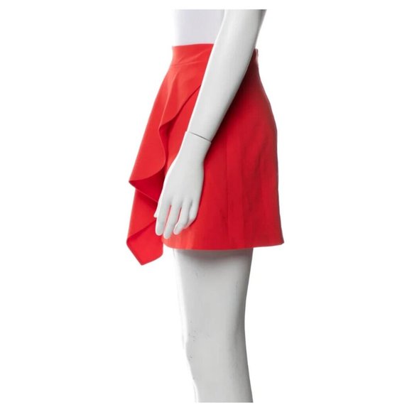 Alice + Olivia Asymmetrical Ruffle Mini Skirt | High-Waisted Nicky Skirt - Picture 4 of 7